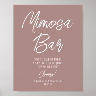 Mimosa Bar Cheers Modern Script Rose Gold Poster