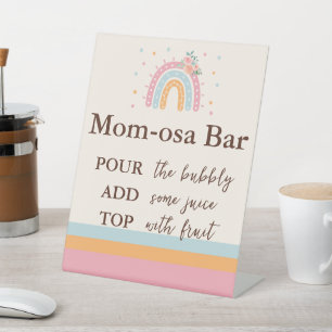 Mimosa Bar Rainbow Baby Shower Pink Pedestal Pedestal Sign