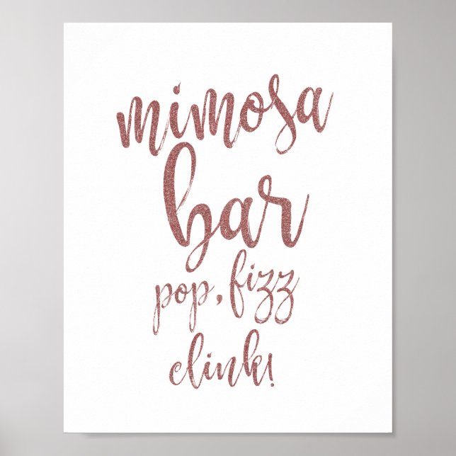 Mimosa Bar Rose Gold Glitter 8x10 Wedding Sign (Front)