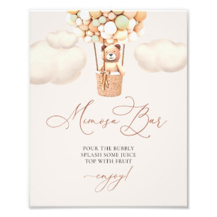 Mimosa Bar Sign Bear Baby Shower with Balloons