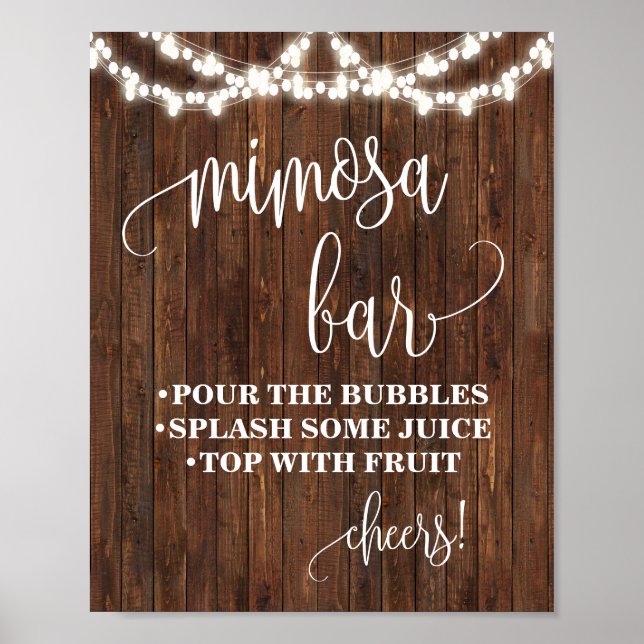 Mimosa Bar Sign Bridal Shower Western Wedding (Front)