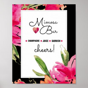 Mimosa Bar Sign   Fuchsia Flowers Wedding Print