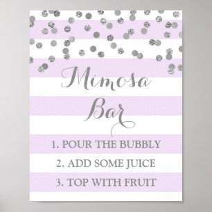 Mimosa Bar Sign Lavender Stripes Silver Confetti