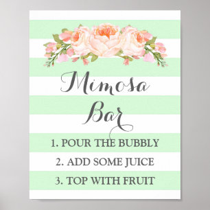 Mimosa Bar Sign Mint Flowers Stripes