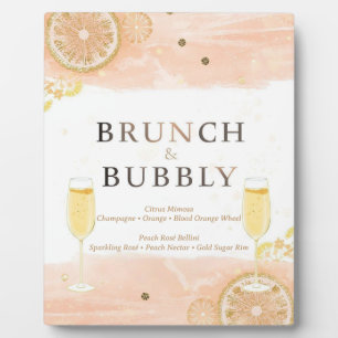 Mimosa Bar Sign – Peach Watercolor Brunch & Bubbly Plaque