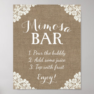 Mimosa Bar Sign   Vintage Burlap & Lace