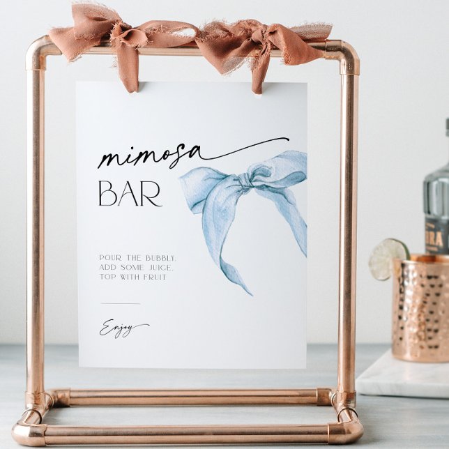 Mimosa Bar Sign with dusty blue bow Bridal Shower (Creator Uploaded)