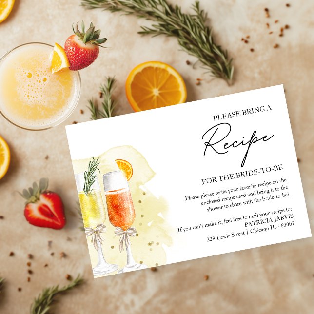 Mimosa Bridal Shower Recipe Request Invitation (Creator Uploaded)