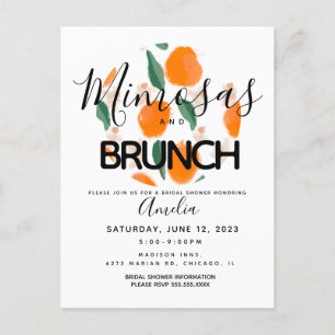 Mimosa Brunch Hand Drawn Bridal Shower Postcard