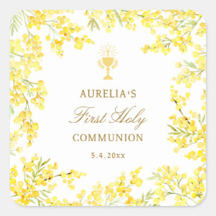 Mimosa First Communion Square Sticker