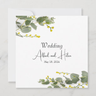 mimosa flower minimalism invitation