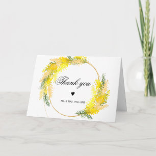Mimosa Flowers and Greenery Leaves Card