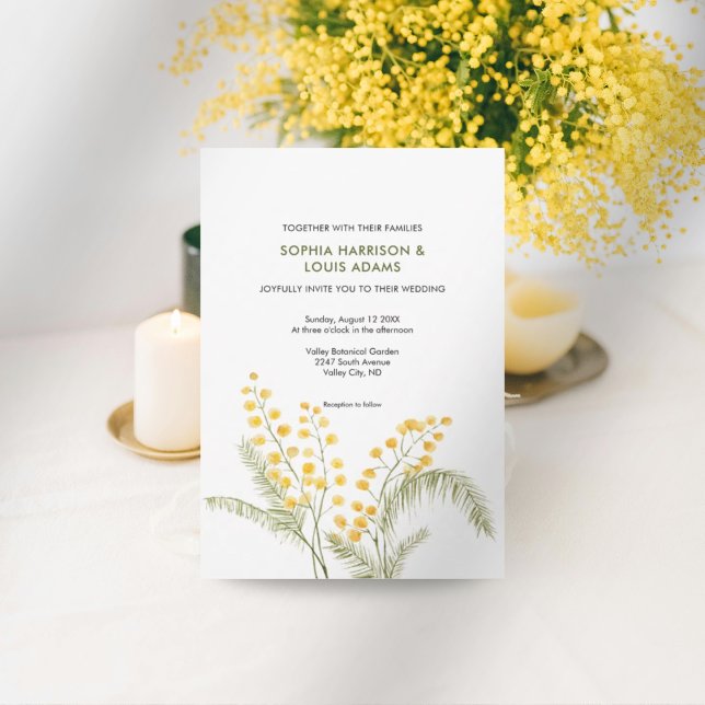 Mimosa flowers wedding invitation  (Creator Uploaded)