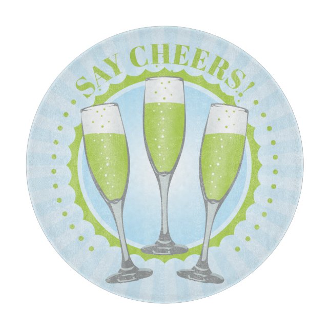 Mimosa Green Champagne Glasses Cutting Board (Front)