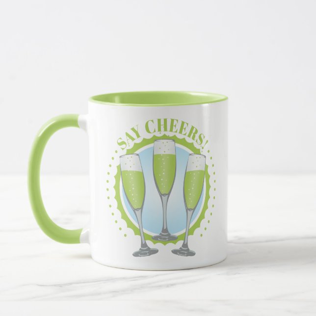 Mimosa Green Champagne Glasses Mug (Left)