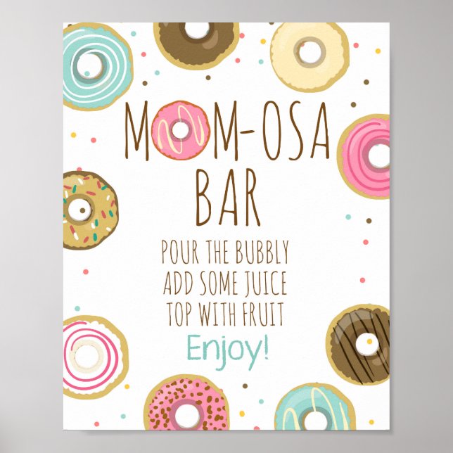 Mimosa Mom-osa Bar Doughnut Baby Shower Table Sign (Front)