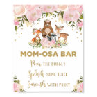 Mimosa Mom-osa Bar Sign Girl Woodland Baby Shower
