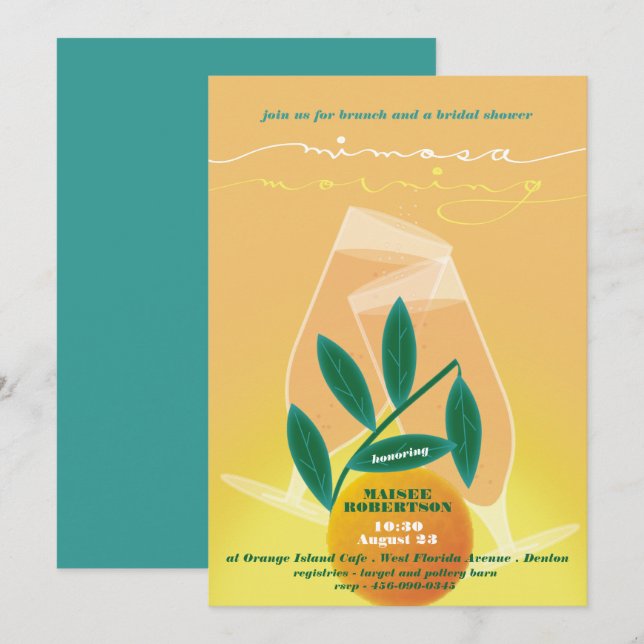 Mimosa Morning Bridal Brunch Invitation (Front/Back)