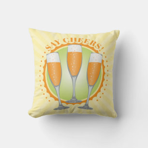 Mimosa Orange Champagne Glasses Throw Pillow