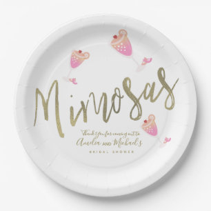 Mimosa Pink Bridal Shower Thank You Confetti       Paper Plate
