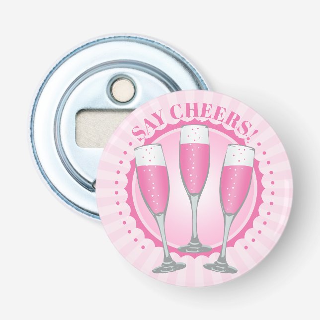 Mimosa Pink Champagne Glasses Bottle Opener (Front)
