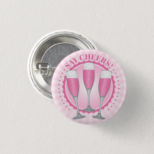 Mimosa Pink Champagne Glasses Button (Front & Back)