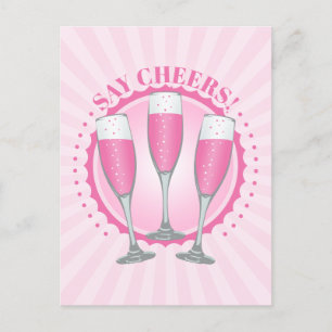 Mimosa Pink Champagne Glasses Postcard