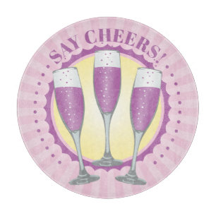 Mimosa Purple Champagne Glasses Cutting Board