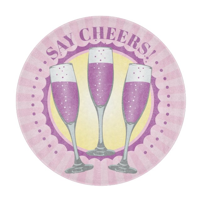 Mimosa Purple Champagne Glasses Cutting Board (Front)