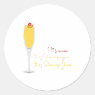 Mimosa Recipe Classic Round Sticker