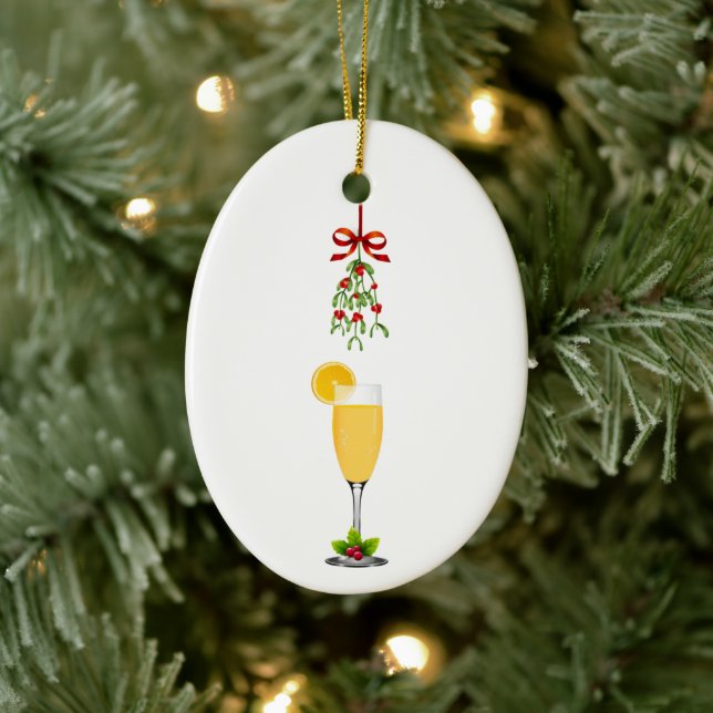 Mimosas and Mistletoe Christmas Ceramic Ornament (Tree)