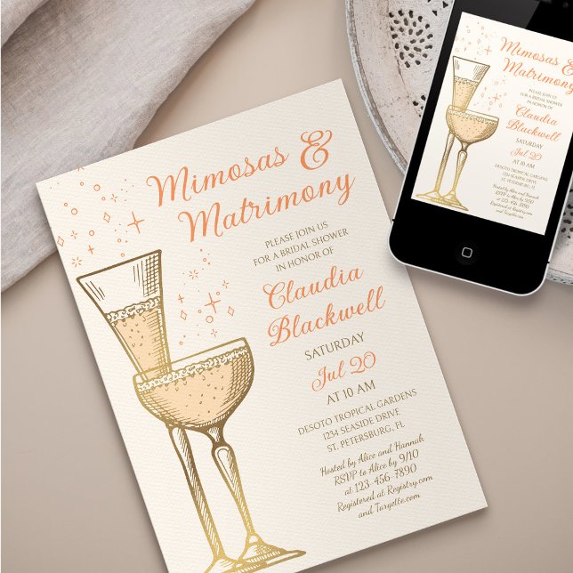 Mimosas Matrimony Invitation à la douche nuptiale (Créateur téléchargé)