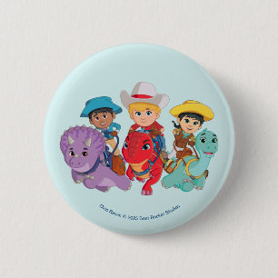 Min and Clover   Dino Ranch 2 Inch Round Button