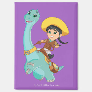 Min & Clover   Happy Cowgirl & Brontosaurus Ride Magnet