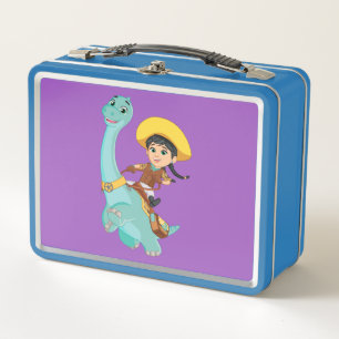 Min & Clover   Happy Cowgirl & Brontosaurus Ride Metal Lunch Box