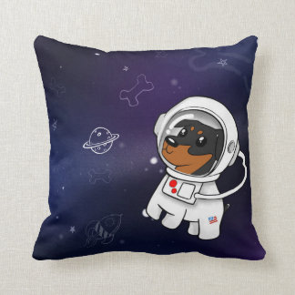 Min Pin Astronaut in Space Throw Pillow