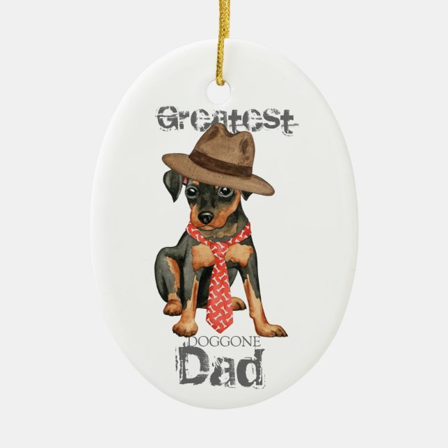 Min Pin Dad Ceramic Ornament (Front)