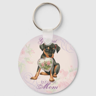 Min Pin Heart Mom Keychain
