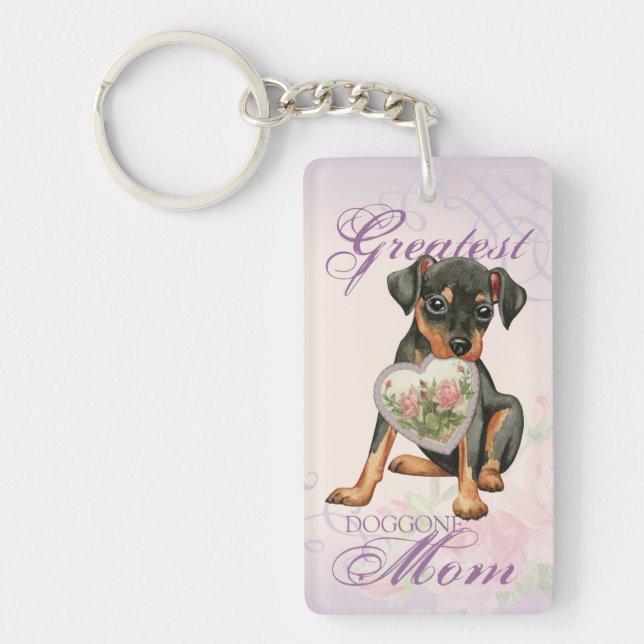 Min Pin Heart Mom Keychain (Front)