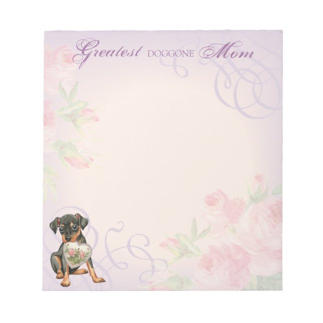 Min Pin Heart Mom Notepad (Front)