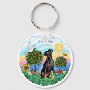 Min Pin (natural ears) Keychain