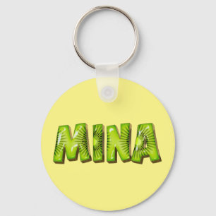 Mina Name Kiwi Design Key Fans Keychain