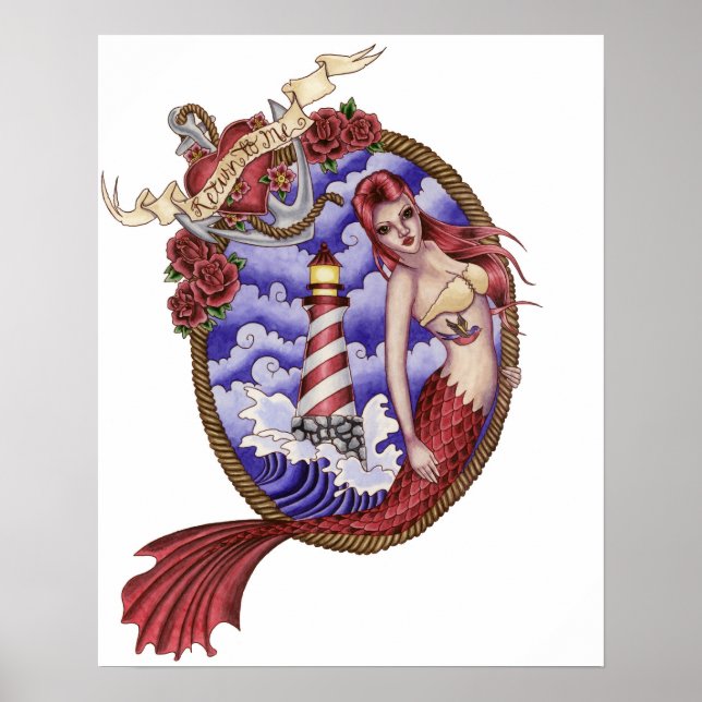 Mina - Poster de la sirène de tatouage (Devant)