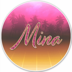Mina Prénom Golden Pink Autocollants