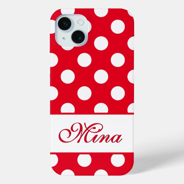 Mina - Template For Your Name, Big Polka Dots Red  Case-Mate iPhone Case (Back)