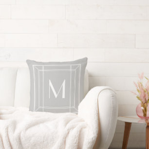 Minamalist Grey & Cream Monogram Throw Pillow
