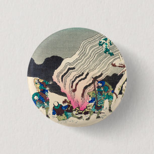 Minamoto no Muneyuki Ason by Katsushika Hokusai 1 Inch Round Button
