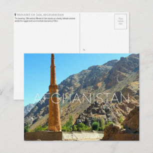 Minaret de Jam, carte postale de voyage en Afghani