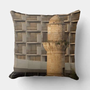 Minaret of the Jama al-Bahr waterfront mosque Throw Pillow