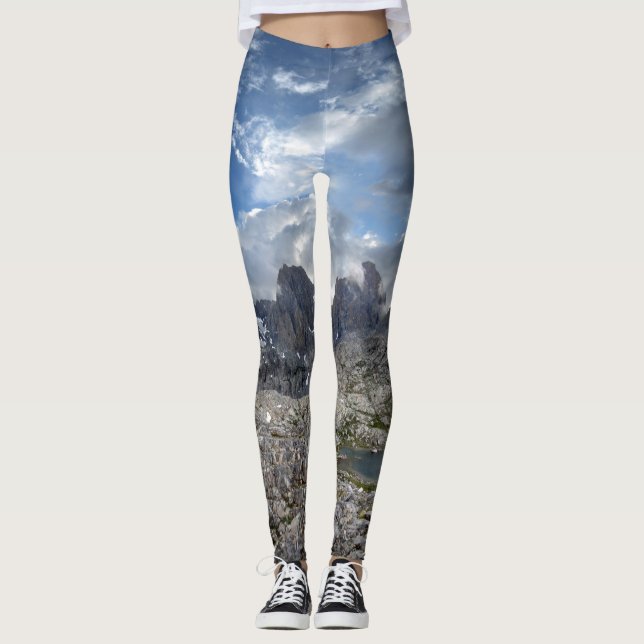 Minarets Panorama above Nydiver Lakes - Sierra Leggings (Front)